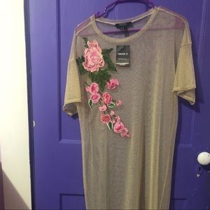 Glittery gold sheer dress